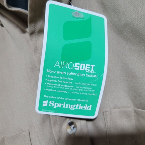 Work America Uniform Shirt Mens Small Button Front Long Sleeve Beige New - Picture 3 of 5